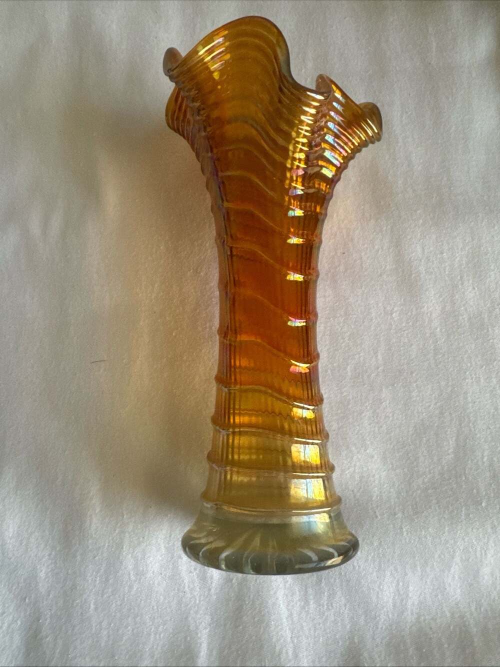 Imperial Glass Marigold Carnival Ripple Swung Vase